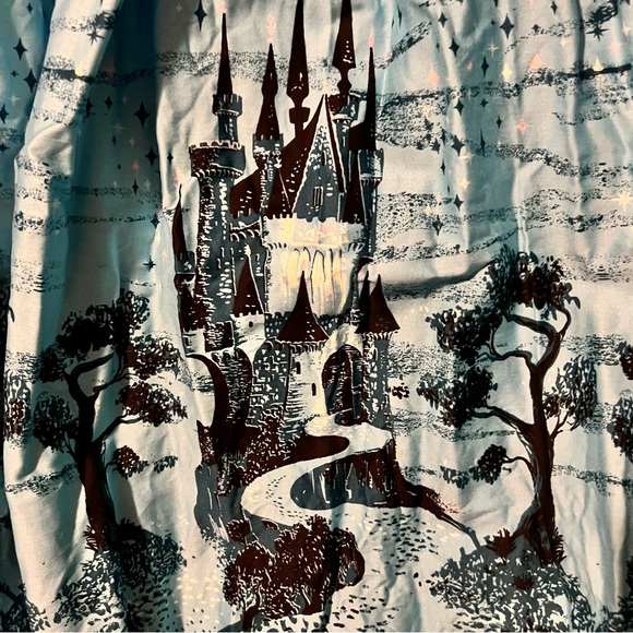 Pinup Girl Clothing 4X Blue Castle gathered circle skirt. - Picture 2 of 7